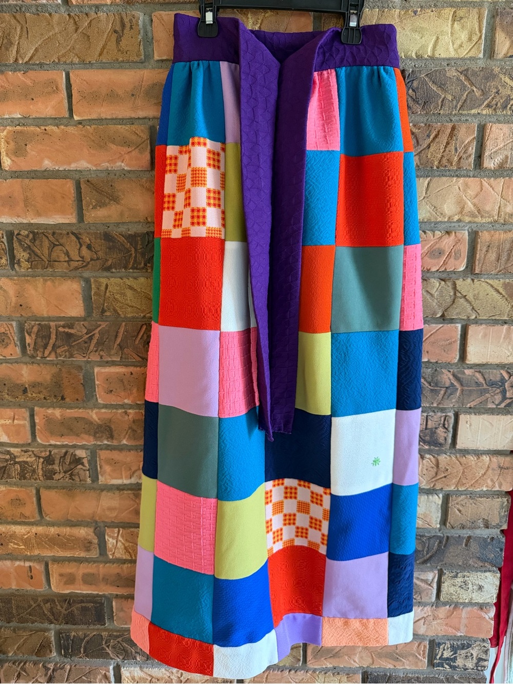 Vintage 1970s Colorblock Patchwork Maxi Skirt - Multicolor - Picture 2 of 2